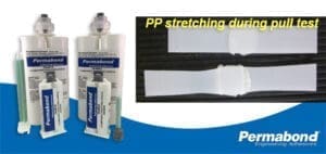 Permabond adhesive for low surface energy plastic